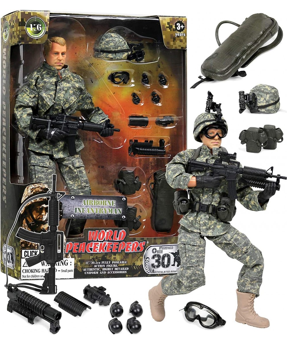 Military 12-Inch Action Figures Set Clothes Weapons etc Soldier Guy Airborne Army Guys World Peacekeepers Elite Force Toy Sol...