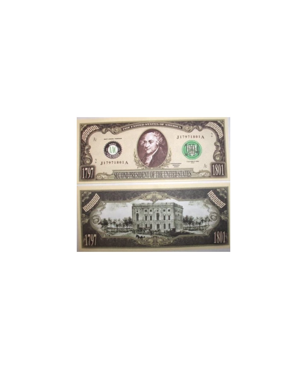 Set of 10 Bills-John Adams Million Dollar Bill $18.65 Gags & Practical Joke Toys