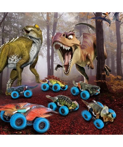 6 Pack Dinosaur Toy Pull Back Cars with Play Mat | Dinosaur Toys for Kids 3-5-7 | Monster Trucks Dinosaur Games with T-Rex | ...