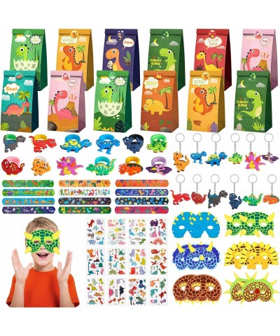 Dinosaur Party Favors for Kids 74 Pieces Dino Themed Party Supplies with Dinosaur Masks Gifts Bags Slap Bracelets Keychains R...