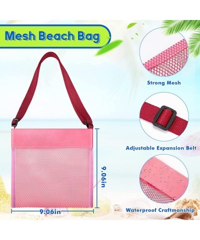 30 Set Mesh Beach Bag 9.06 x 9.06 Inch Colorful Seashell Mesh Bags Breathable Sea Shell Bag Tote Rock Collecting Bag Adjustab...