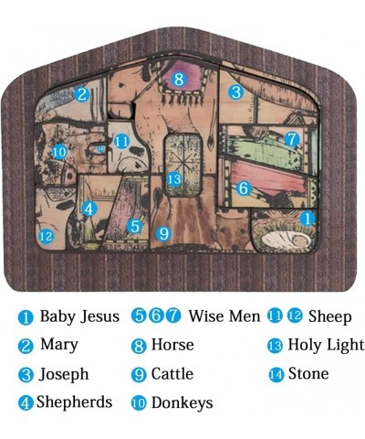 Nativity Puzzle with Wood Burned Design Wooden Jesus Puzzle Statue Puzzle Nativity of Jesus DIY Jigsaw Puzzle Adults Home Dec...