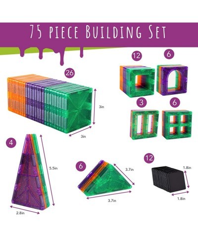 Creepy Archi Tiles - Magnetic Tiles for Kids - Colorful Construction Magnetic Building Blocks with Bugs Storage Bag Stickers ...