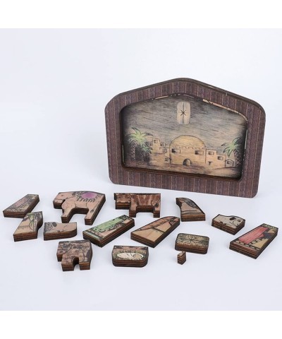 Nativity Puzzle with Wood Burned Design Wooden Jesus Puzzle Statue Puzzle Nativity of Jesus DIY Jigsaw Puzzle Adults Home Dec...