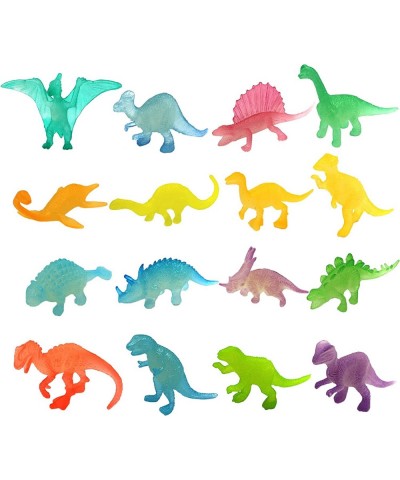 16 Pcs Mini Dinosaur Toy Set(16 Style) Glow in Dark Plastic Assorted Mini Luminous Dinosaur Figures Realistic DinoToys for Ki...