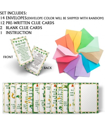 St. Patrick's Day Scavenger Hunt Clues(16 Cards with Envelopes) St. Patrick's Day Party Games Kids Card Games St. Patrick's D...