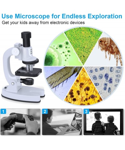 200X-1200X Kids Microscope with 4 Colors Filters Slides Set Mineral Specimen and Easy-to-Use Phone Holder Scientific Experime...