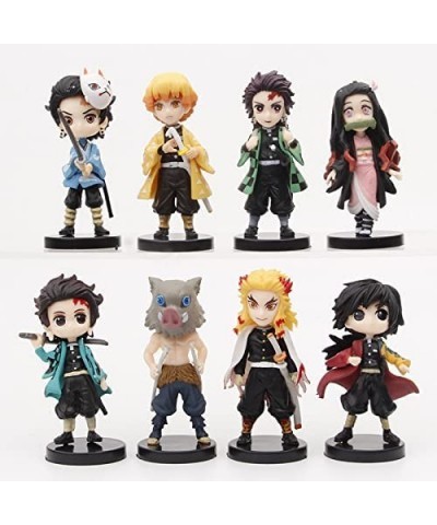 Demon Slayer Cake Topper for 8pcs- 2.7inch Demon Slayer Theme Party Supplies Figures Toy Set Doll Toys Theme Party Supplies -...