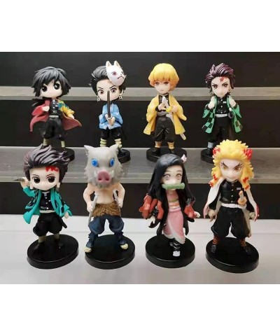 Demon Slayer Cake Topper for 8pcs- 2.7inch Demon Slayer Theme Party Supplies Figures Toy Set Doll Toys Theme Party Supplies -...