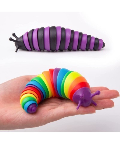 2 PCS Fidget Slug Toys 3D Articulated Stretch Caterpillar Sensory Stress Relief Flexible Hand Toy Ideal Party Favor Colorful ...