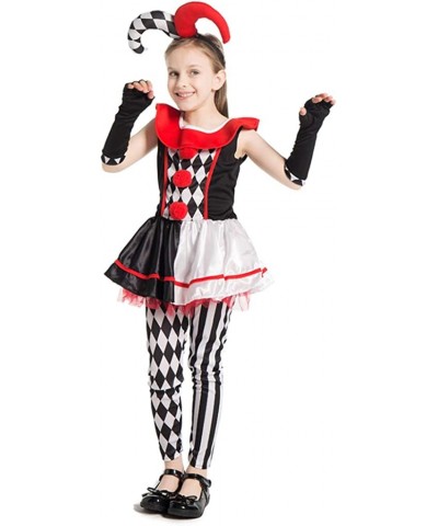 Halloween Kids Creepy Jester Clown Costume Girls Scary Circus Clown Costumes Party Suit $56.45 Kids' Costumes