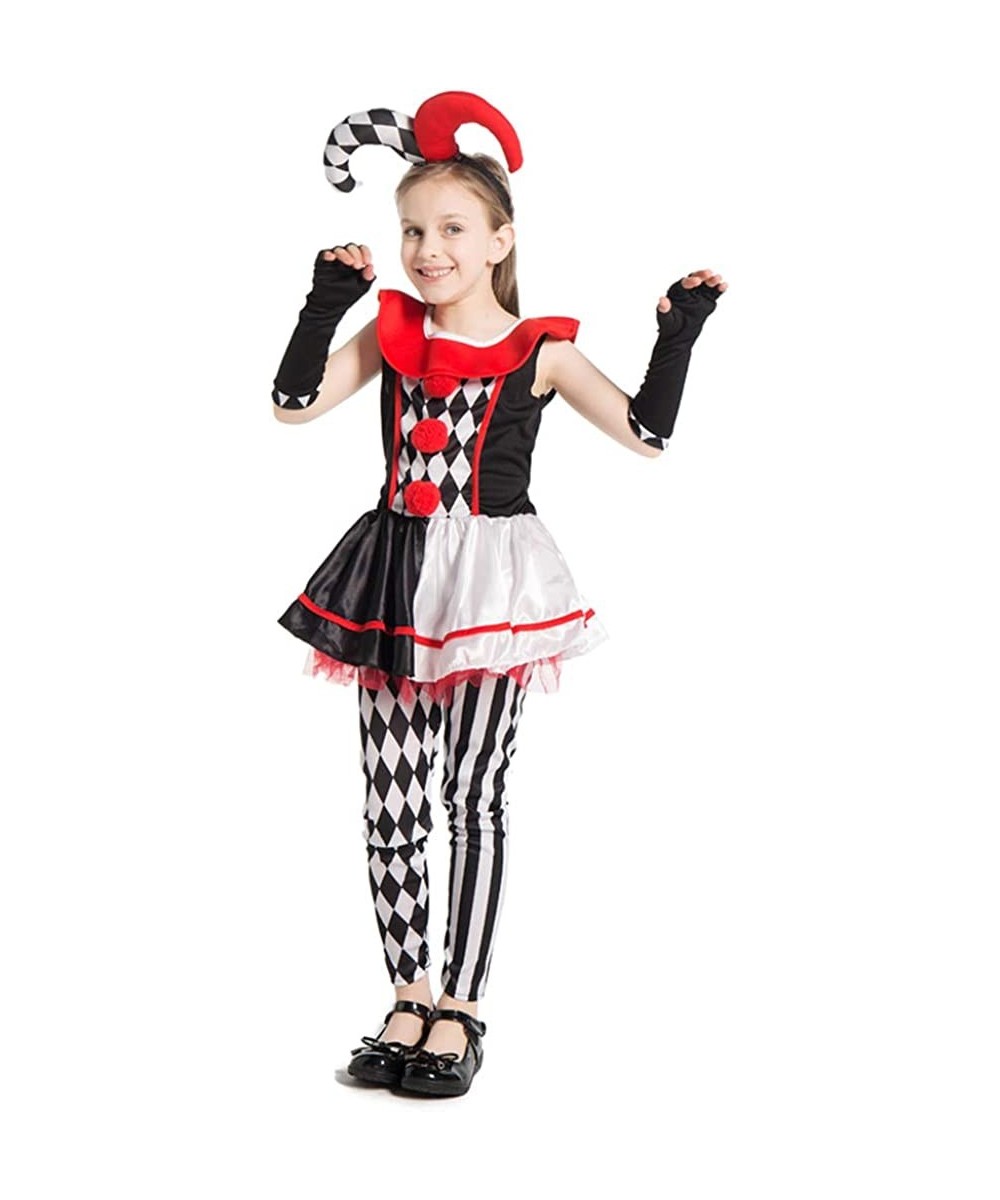 Halloween Kids Creepy Jester Clown Costume Girls Scary Circus Clown Costumes Party Suit $56.45 Kids' Costumes