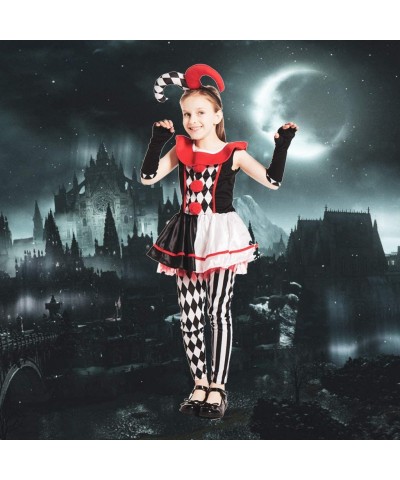 Halloween Kids Creepy Jester Clown Costume Girls Scary Circus Clown Costumes Party Suit $56.45 Kids' Costumes