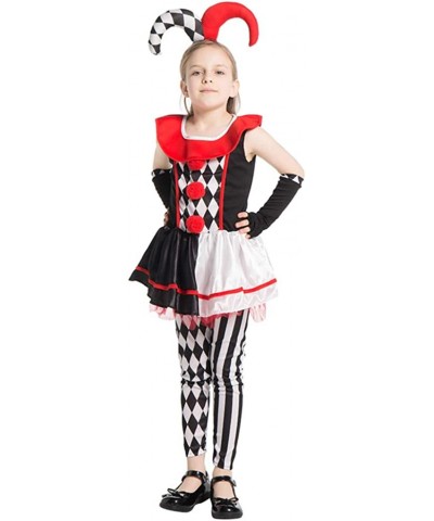 Halloween Kids Creepy Jester Clown Costume Girls Scary Circus Clown Costumes Party Suit $56.45 Kids' Costumes