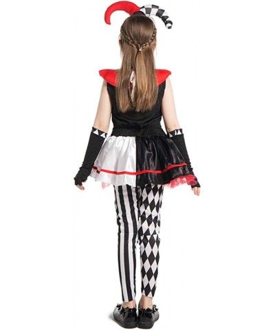 Halloween Kids Creepy Jester Clown Costume Girls Scary Circus Clown Costumes Party Suit $56.45 Kids' Costumes