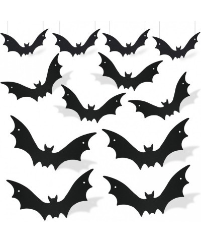 12pcs Halloween Hanging Bats Realistic Halloween Bat Prop Dread Bats Bulk with Rope for Halloween Party Supplies and Decorati...