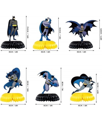 Bat-Man Birthday Party Supplies 6Pcs Bat Hero Theme Table Centerpieces 3D Double Side Honeycomb Table Decorations Cake Topper...