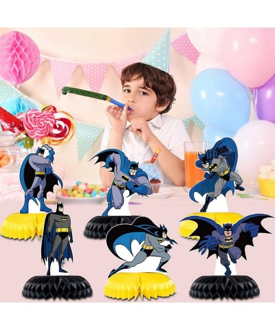 Bat-Man Birthday Party Supplies 6Pcs Bat Hero Theme Table Centerpieces 3D Double Side Honeycomb Table Decorations Cake Topper...