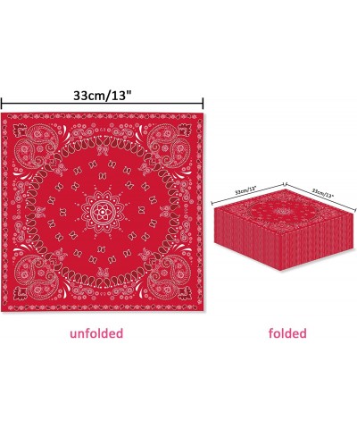 40Pcs Red Bandana Western Party Napkins 3 Ply Red bandanas Paisley Print Lunch Dinner Disposable Paper Napkin Set for Western...