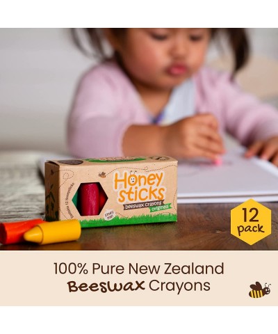 100% Pure Beeswax Crayons Natural Non Toxic Safe for Toddlers Kids and Children Handmade in New Zealand For 1 Year Plus (12 P...