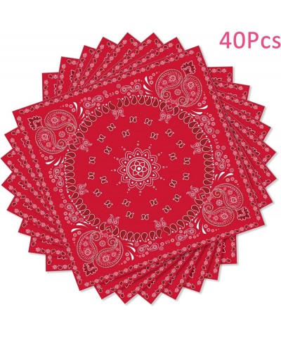 40Pcs Red Bandana Western Party Napkins 3 Ply Red bandanas Paisley Print Lunch Dinner Disposable Paper Napkin Set for Western...