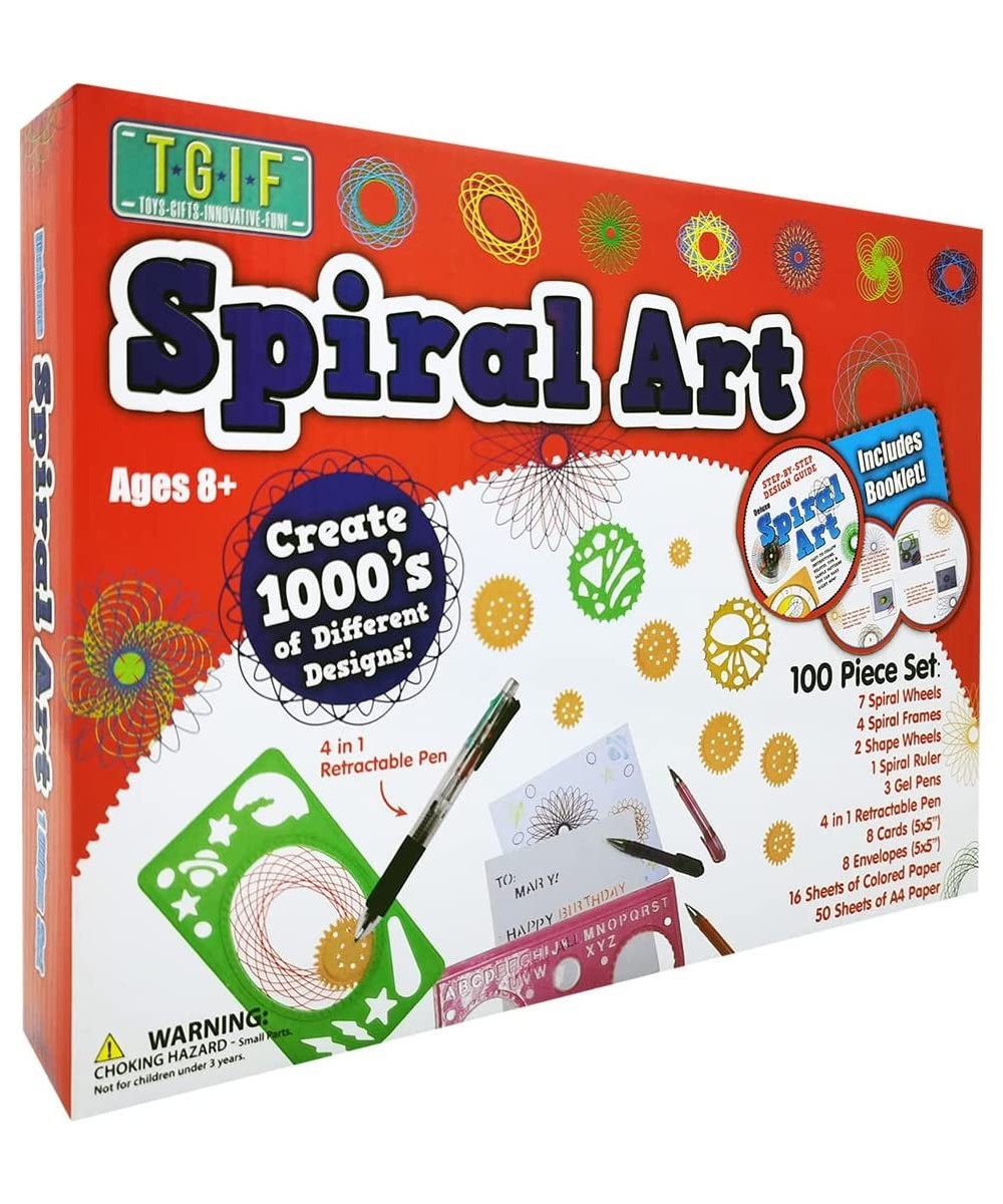 Spin & Spiral Art Station DIY Drawing Crafts 100 Pcs Deluxe Spiral Art Kit with Markers Greeting Cards Suitable for Children ...