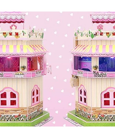 101 PCS 3D Dollhouse Puzzle for Girls Colored 3D Puzzle with Light for Child Aged 6-12 Paper Cardboard Mini House Puzzle Craf...