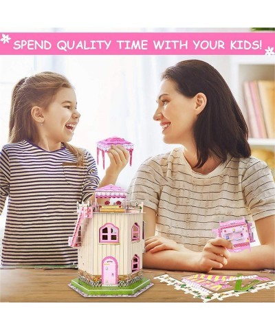 101 PCS 3D Dollhouse Puzzle for Girls Colored 3D Puzzle with Light for Child Aged 6-12 Paper Cardboard Mini House Puzzle Craf...