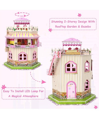 101 PCS 3D Dollhouse Puzzle for Girls Colored 3D Puzzle with Light for Child Aged 6-12 Paper Cardboard Mini House Puzzle Craf...