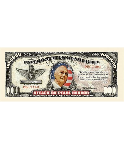 Pearl Harbor Commemorative Million Dollar Bill - (Pack of 5) $15.43 Gags & Practical Joke Toys