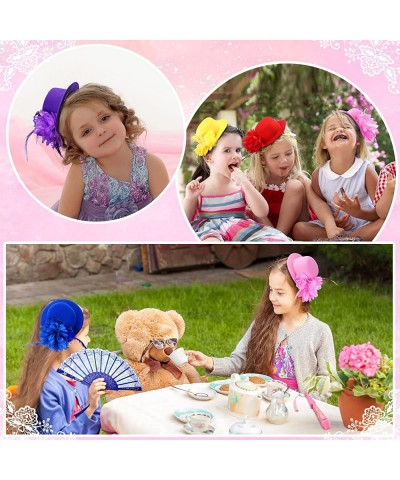 12 Pcs Tea Party Decorations Tiny Tea Party Hats for Little Girls with Elegant Rose Lace Floral Folding Hand Fans Baby Kids D...