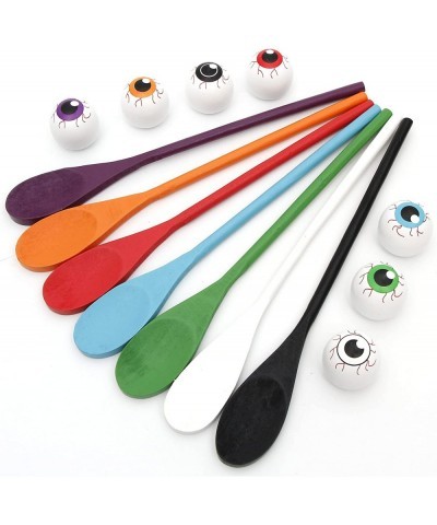 7 Player Halloween Egg and Spoon Race Game Set for Kids Eyeballs and Spoons with Assorted Colors for Halloween Outdoor Fun Ga...