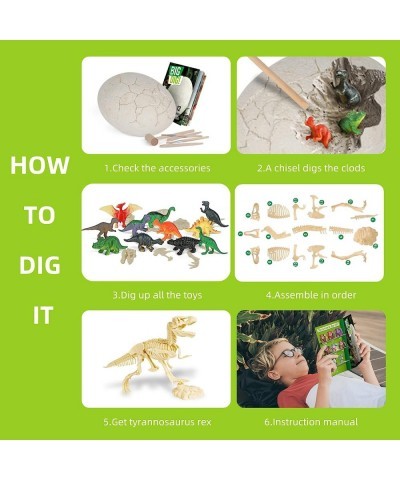 Dinosaur Eggs - 12 Unique Dinosaur Toys & 1 Assembled Dinosaur - Archaeological Toys to Explore and Learn - Great Gifts for B...