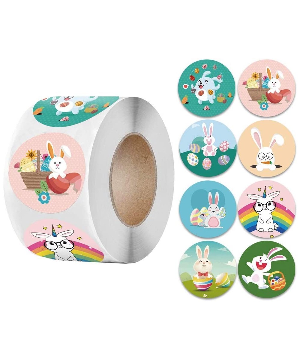 500pcs 1 Inch Easter Stickers Happy Easter Bunny Rabbit Eggs Stickers 8 Patterns Easter Theme Roll Stickers for Kids Easter A...