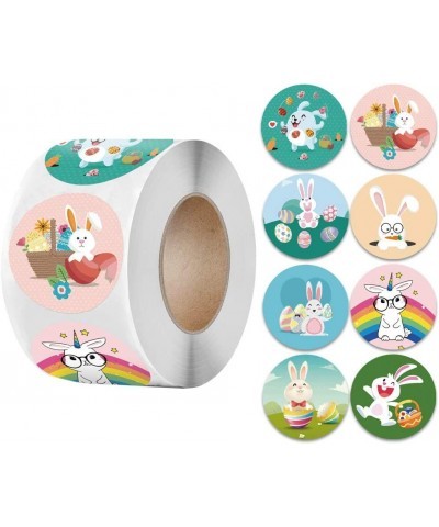 500pcs 1 Inch Easter Stickers Happy Easter Bunny Rabbit Eggs Stickers 8 Patterns Easter Theme Roll Stickers for Kids Easter A...