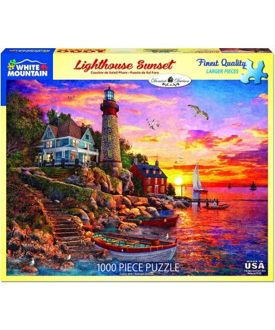 Puzzles Lighthouse Sunset 1000 Piece Jigsaw Puzzle $33.08 Jigsaw Puzzles