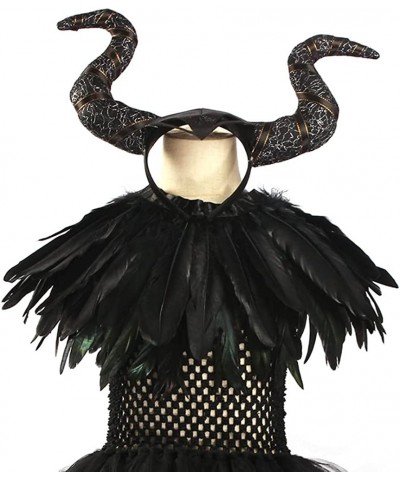 Halloween Costume for Girls Kids Witch Black Tulle Witch Gown Horns Headband Wings Set for Carnival Party $42.00 Kids' Costumes