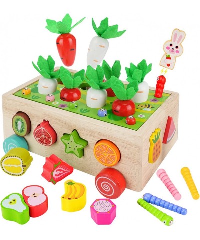 Wooden Montessori Toys for 2+ Year Old Baby Girls Boys Gift Wooden Shape Sorter Toys Carrot Harvest Game Orchard Toy Car Mont...