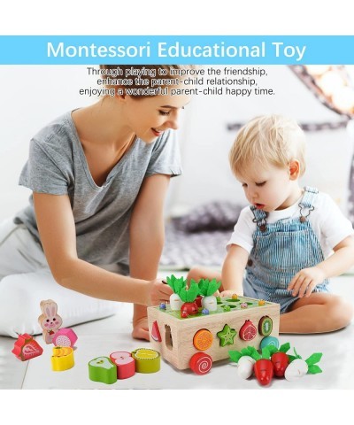 Wooden Montessori Toys for 2+ Year Old Baby Girls Boys Gift Wooden Shape Sorter Toys Carrot Harvest Game Orchard Toy Car Mont...