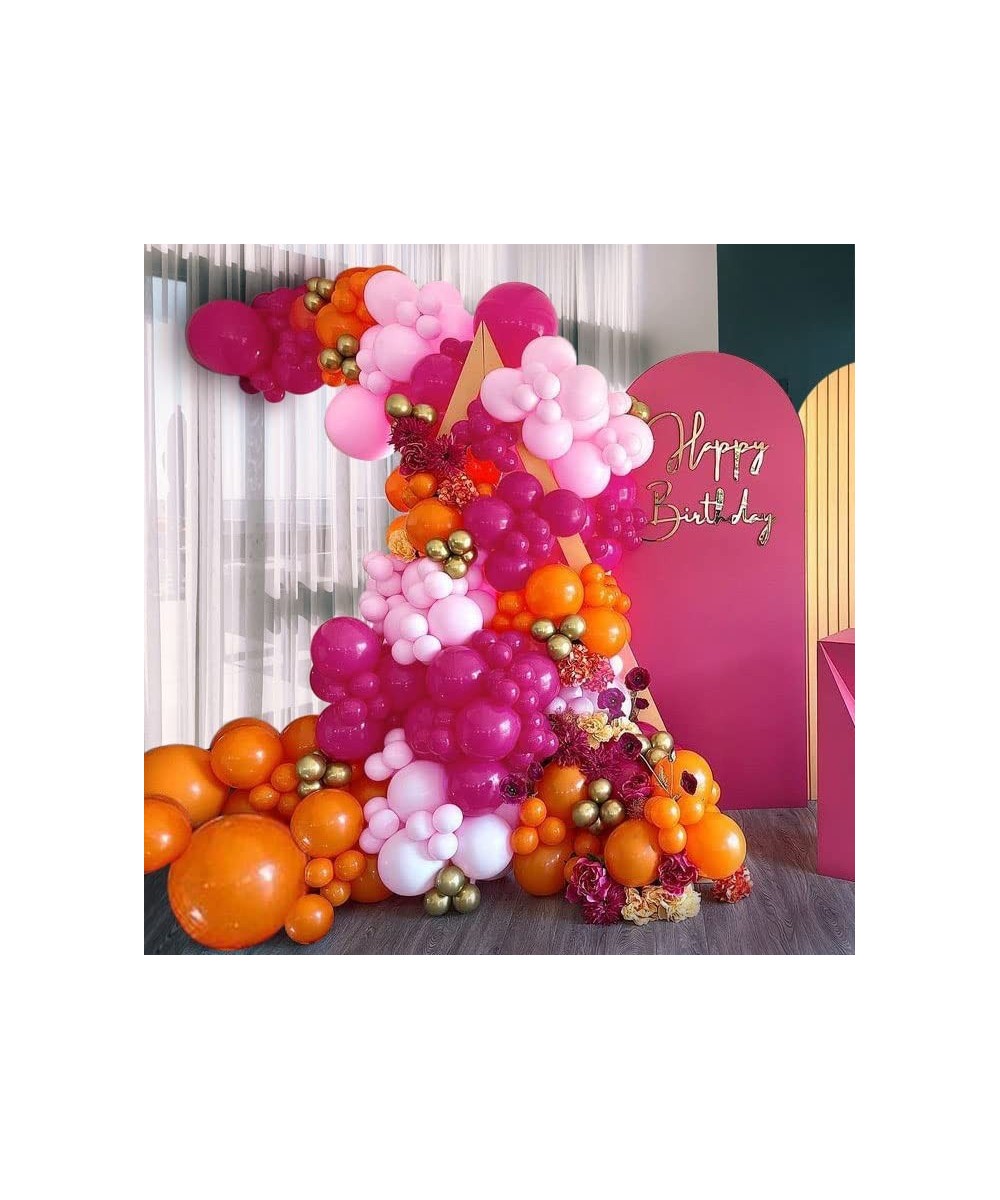 Pink Orange Balloon Garland Hot Pink Orange Gold Metallic Pastel Pink Balloon Arch Kit Latex Party Balloons For Baby Shower B...