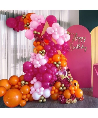 Pink Orange Balloon Garland Hot Pink Orange Gold Metallic Pastel Pink Balloon Arch Kit Latex Party Balloons For Baby Shower B...