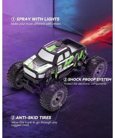 DE44 Remote Control Monster Truck with Fog Mist Dual Motors Off Road RC Car 4WD Rock Crawler with LED Lights Spray Water Mist...