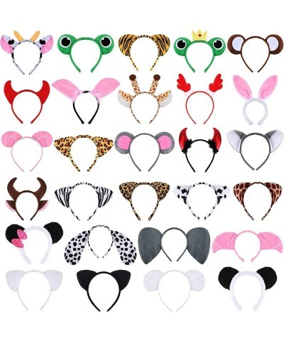 28 Pieces Jungle Animal Headbands Animal Ears Headband for Adult Jungle Theme Kids Headbands Animal Horn Hair Hoop for Birthd...