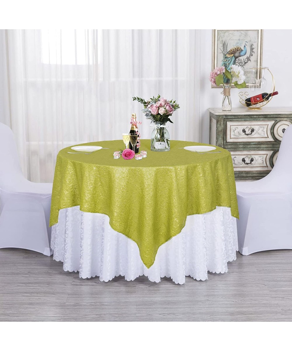 Square Tablecloth 72x72 Inch Lime Green Tablecloth for Kids Birthday Party Sequin Tablecloths Wedding Sweetheart Decoration S...