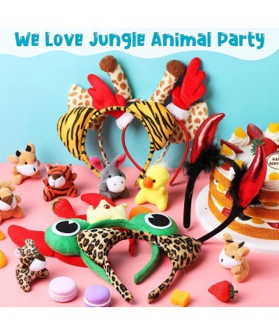 28 Pieces Jungle Animal Headbands Animal Ears Headband for Adult Jungle Theme Kids Headbands Animal Horn Hair Hoop for Birthd...