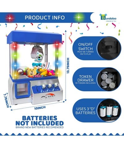 Claw Machine Arcade Game - Electronic Mini Candy and Toy Grabber Dispenser for Kids - with Lights Sound & 4 Mini Plush Animal...