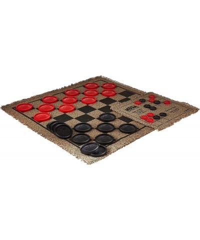 Giant & Mini Checkers Rugs Bundle - 2 Reversible Checkerboard Rugs with 3-in-1 Checkers + Classic & Mega Tic Tac Toe - 26" x ...