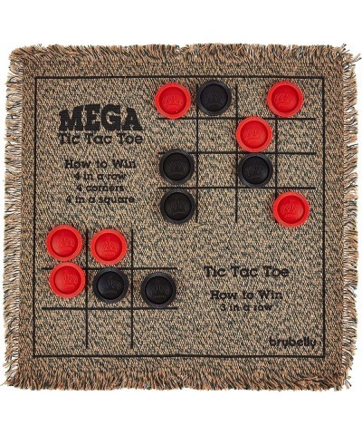 Giant & Mini Checkers Rugs Bundle - 2 Reversible Checkerboard Rugs with 3-in-1 Checkers + Classic & Mega Tic Tac Toe - 26" x ...