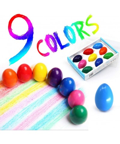 Egg Crayons for Toddlers - 9 Colors Washable Solid Egg Crayons for Baby Hand Grip Safe Non-Toxic Not Dirty Finger Crayons for...