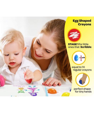 Egg Crayons for Toddlers - 9 Colors Washable Solid Egg Crayons for Baby Hand Grip Safe Non-Toxic Not Dirty Finger Crayons for...